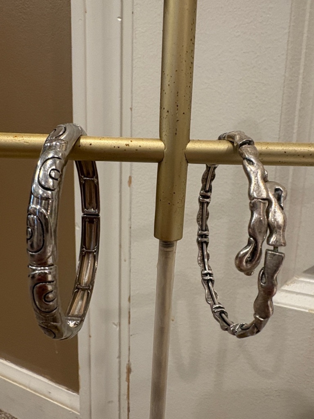 Silver-Tone Chunky Bangle Bracelets - Set of 2